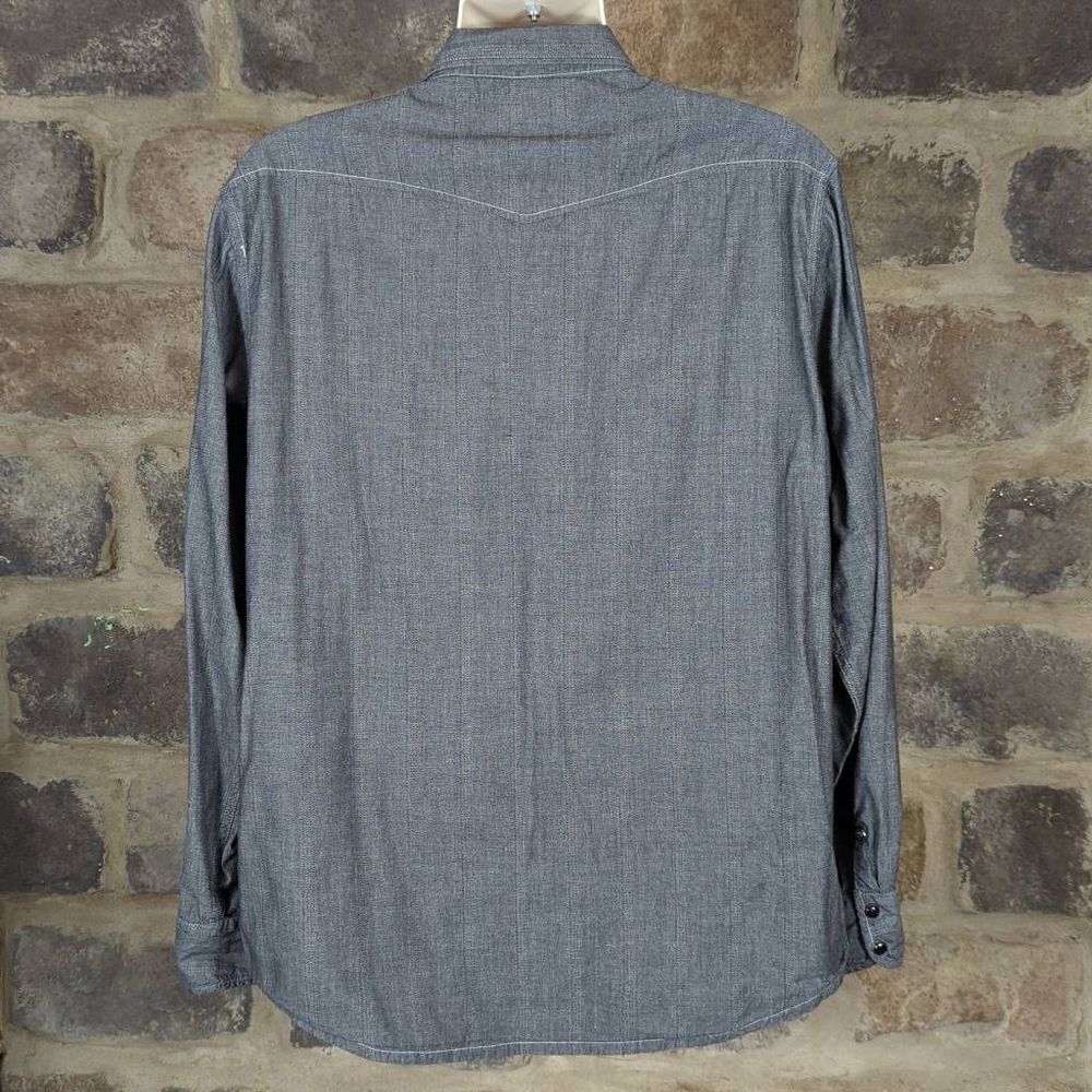 Ocean Current‎ Gray Snap Front Long Sleeve Western Shirt Men's Size XL - Picture 7 of 13